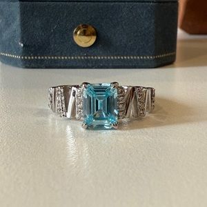 Sterling Silver 2 Carat Emerald Cut Lab Grown Diamond Ring size 7,8